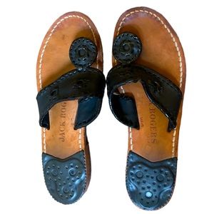Jack Rogers Black Patent Leather Sandals Jack Size 6